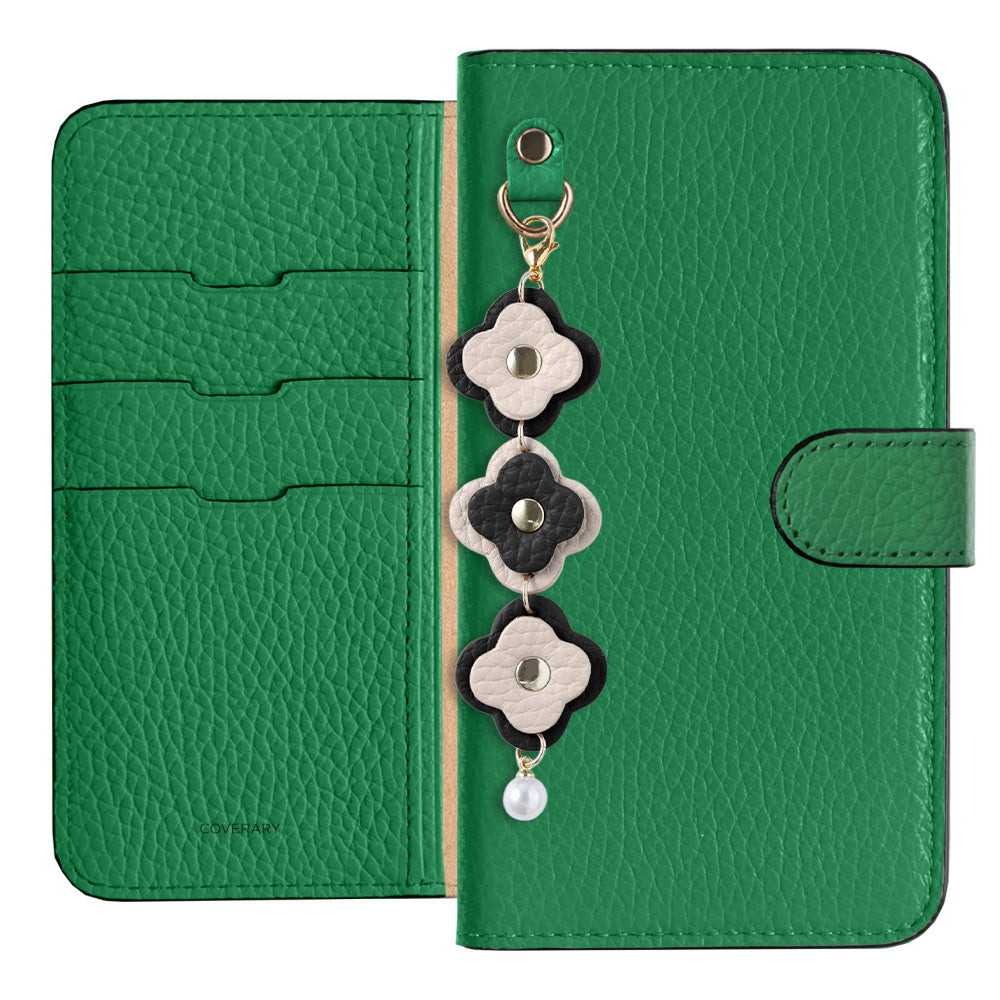 Genuine Leather 32 Colors Italian Shrink Leather Triple Flower Charm Wallet Case (With Belt) Xperia Series