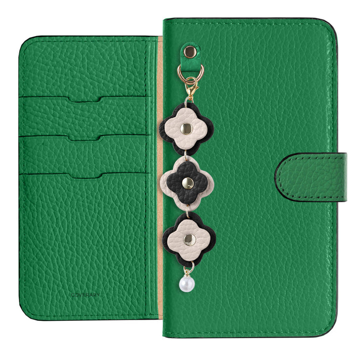 Genuine Leather 32 Colors Italian Shrink Leather Triple Flower Charm Wallet Case (With Belt) Xperia Series