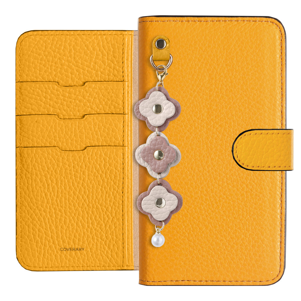 Genuine Leather 32 Colors Italian Shrink Leather Triple Flower Charm Wallet Case (With Belt) Xperia Series