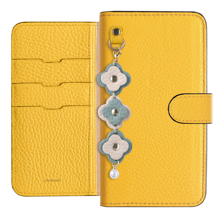 Genuine Leather 32 Colors Italian Shrink Leather Triple Flower Charm Wallet Case (With Belt) Xperia Series