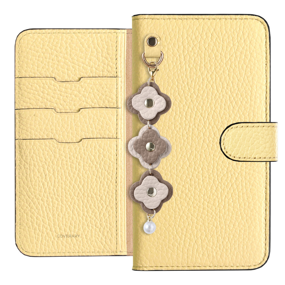 Genuine Leather 32 Colors Italian Shrink Leather Triple Flower Charm Wallet Case (With Belt) Xperia Series