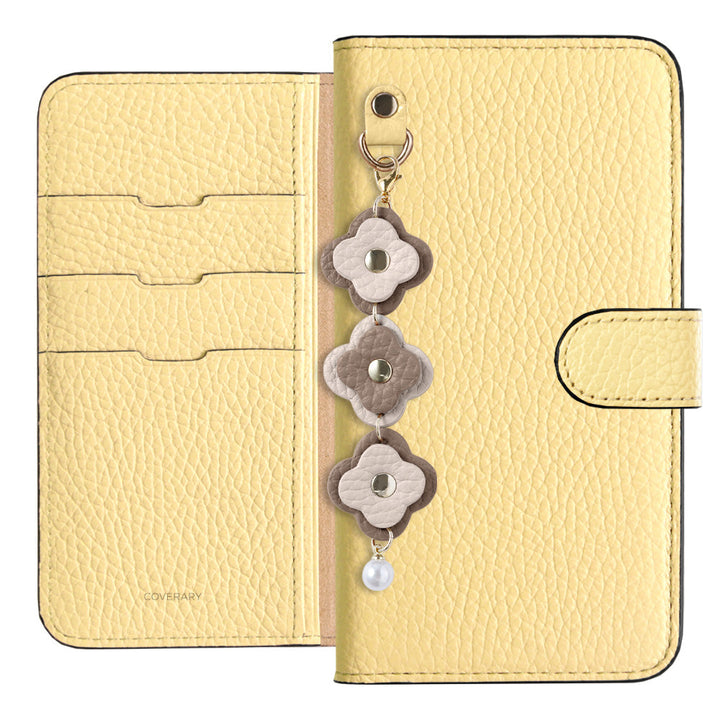 Genuine Leather 32 Colors Italian Shrink Leather Triple Flower Charm Wallet Case (With Belt) Xperia Series