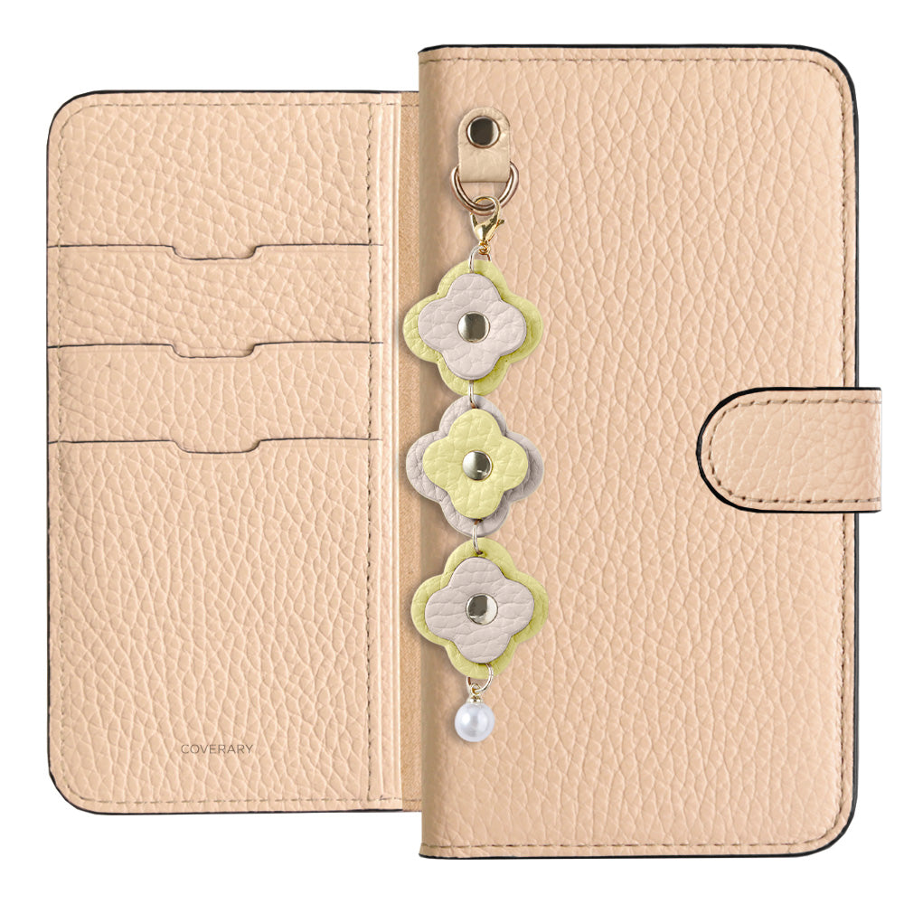 Genuine Leather 32 Colors Italian Shrink Leather Triple Flower Charm Wallet Case (With Belt) Xperia Series