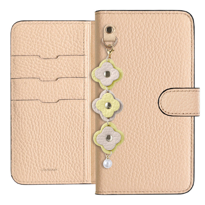 Genuine Leather 32 Colors Italian Shrink Leather Triple Flower Charm Wallet Case (With Belt) Xperia Series