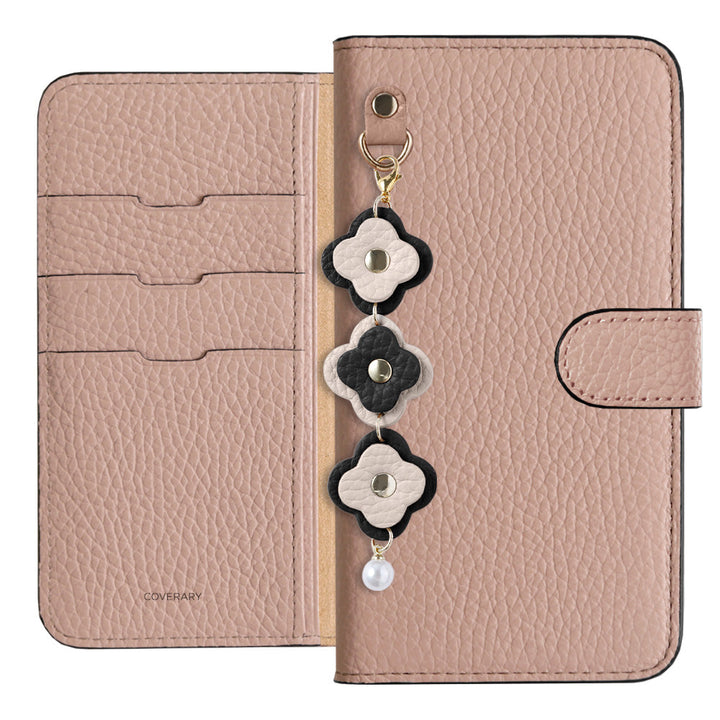 Genuine Leather 32 Colors Italian Shrink Leather Triple Flower Charm Wallet Case (With Belt) Xperia Series