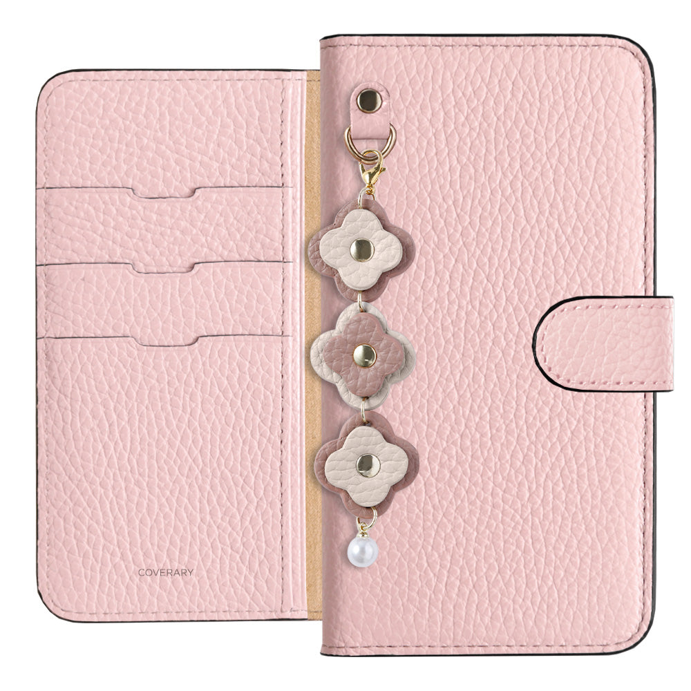 Genuine Leather 32 Colors Italian Shrink Leather Triple Flower Charm Wallet Case (With Belt) Xperia Series