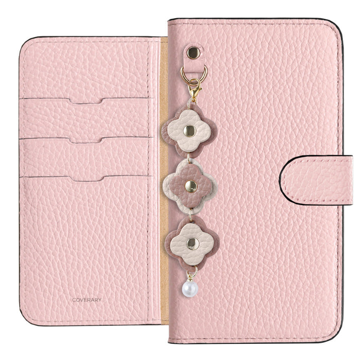 Genuine Leather 32 Colors Italian Shrink Leather Triple Flower Charm Wallet Case (With Belt) Xperia Series