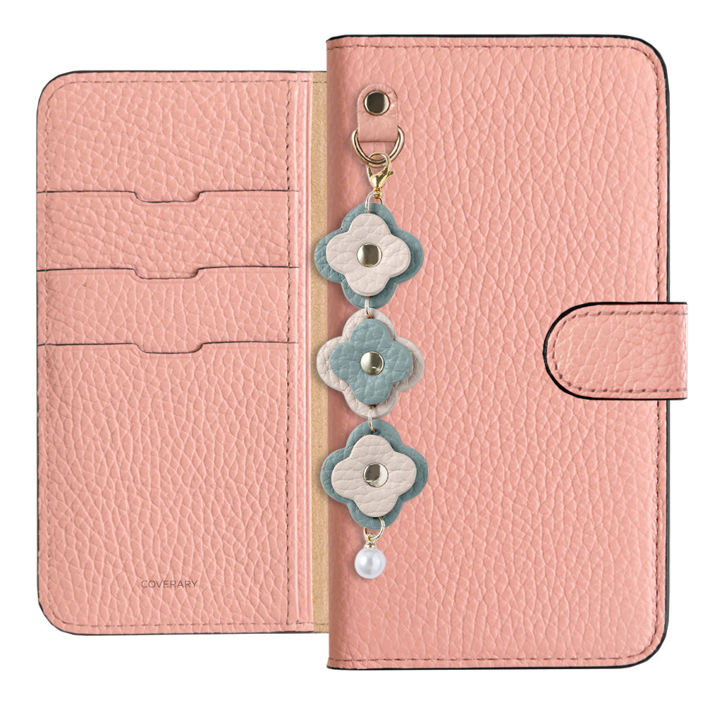 Genuine Leather 32 Colors Italian Shrink Leather Triple Flower Charm Wallet Case (With Belt) Xperia Series