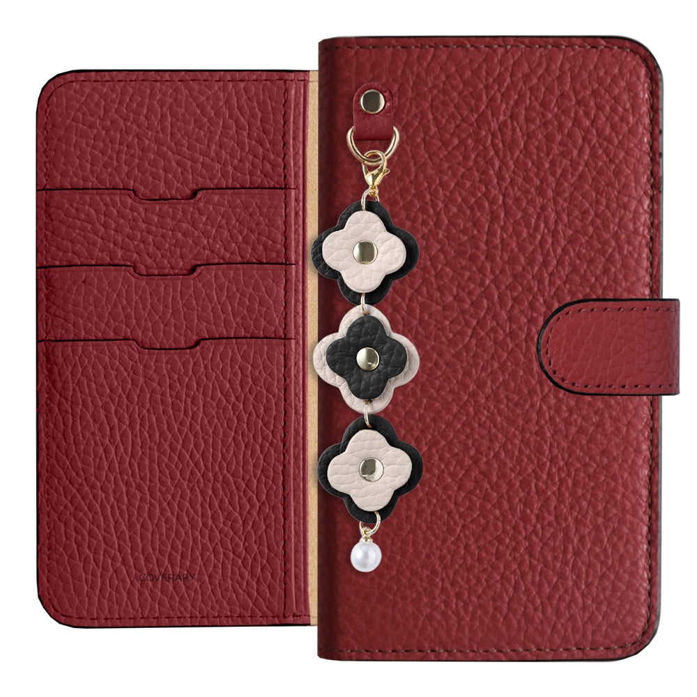 Genuine Leather 32 Colors Italian Shrink Leather Triple Flower Charm Wallet Case (With Belt) Xperia Series