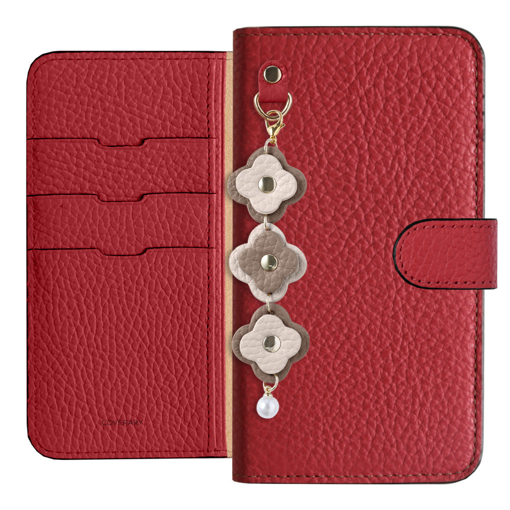 Genuine Leather 32 Colors Italian Shrink Leather Triple Flower Charm Wallet Case (With Belt) Xperia Series