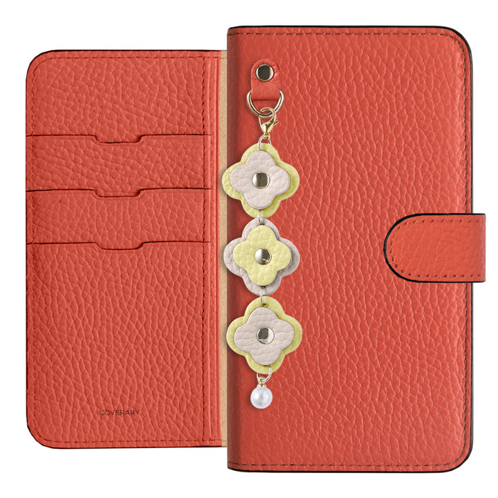 Genuine Leather 32 Colors Italian Shrink Leather Triple Flower Charm Wallet Case (With Belt) Xperia Series