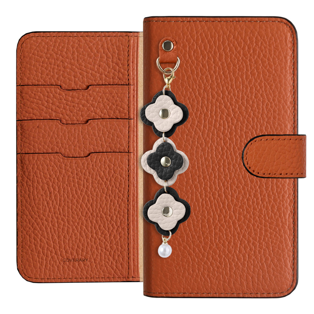 Genuine Leather 32 Colors Italian Shrink Leather Triple Flower Charm Wallet Case (With Belt) Xperia Series