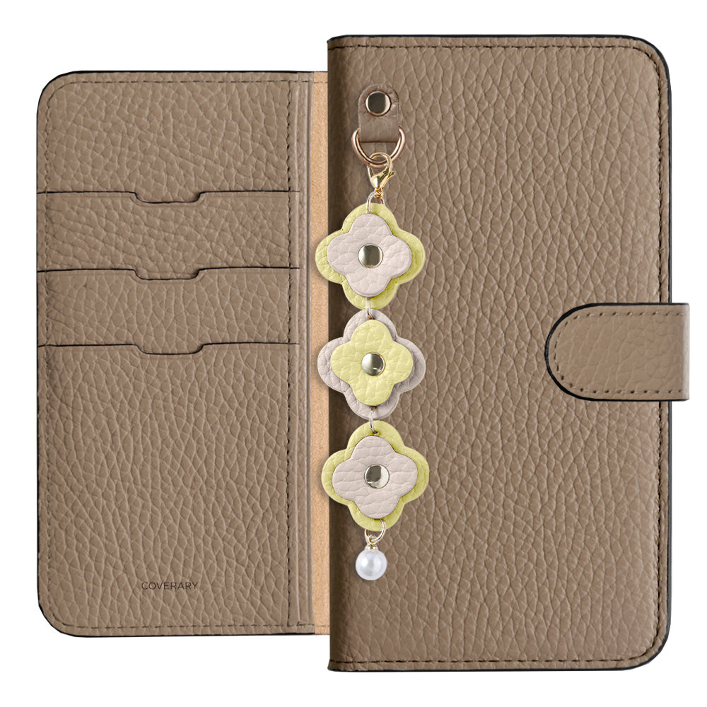 Genuine Leather 32 Colors Italian Shrink Leather Triple Flower Charm Wallet Case (With Belt) Xperia Series