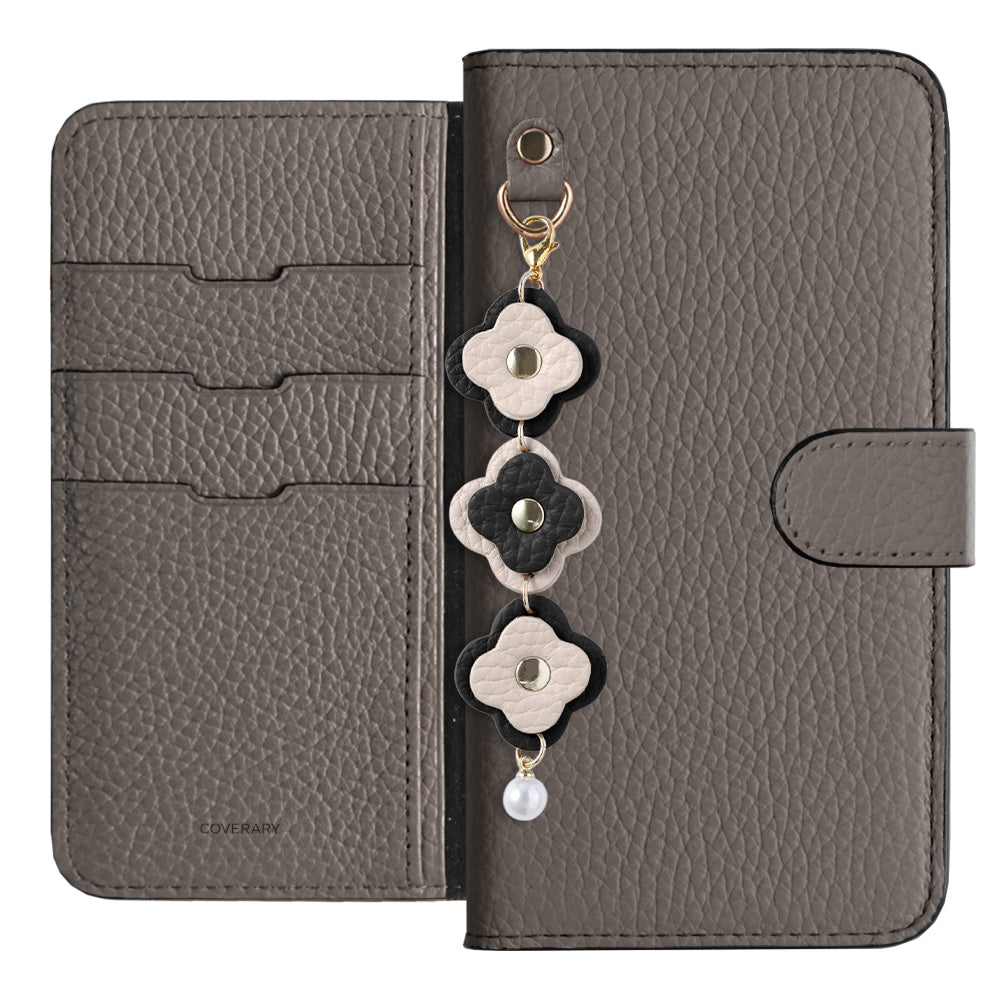 Genuine Leather 32 Colors Italian Shrink Leather Triple Flower Charm Wallet Case (With Belt) Xperia Series