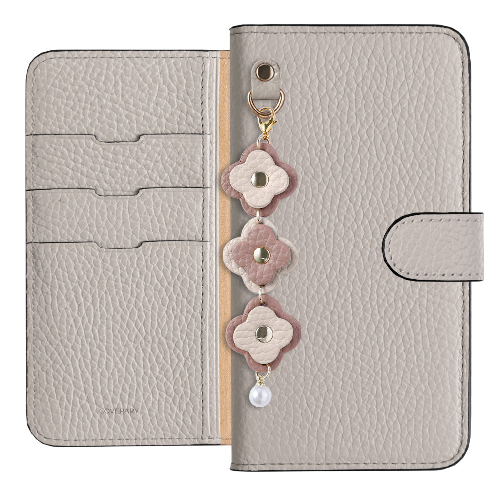 Genuine Leather 32 Colors Italian Shrink Leather Triple Flower Charm Wallet Case (With Belt) Xperia Series