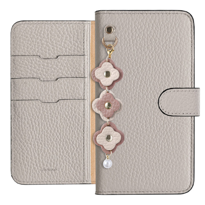Genuine Leather 32 Colors Italian Shrink Leather Triple Flower Charm Wallet Case (With Belt) Xperia Series