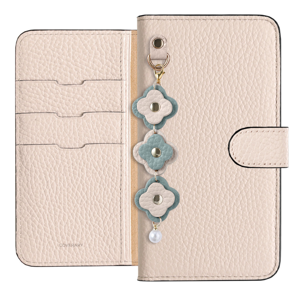 Genuine Leather 32 Colors Italian Shrink Leather Triple Flower Charm Wallet Case (With Belt) Xperia Series