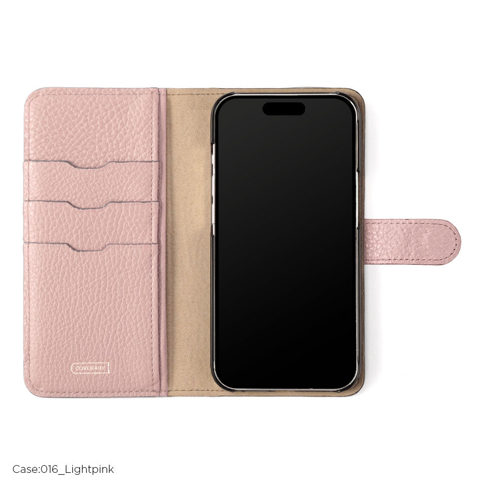 本革 32色 イタリアンシュリンクレザー あじさいモチーフ フラワーデコ手帳型ケース（ベルトあり） iPhoneシリーズ