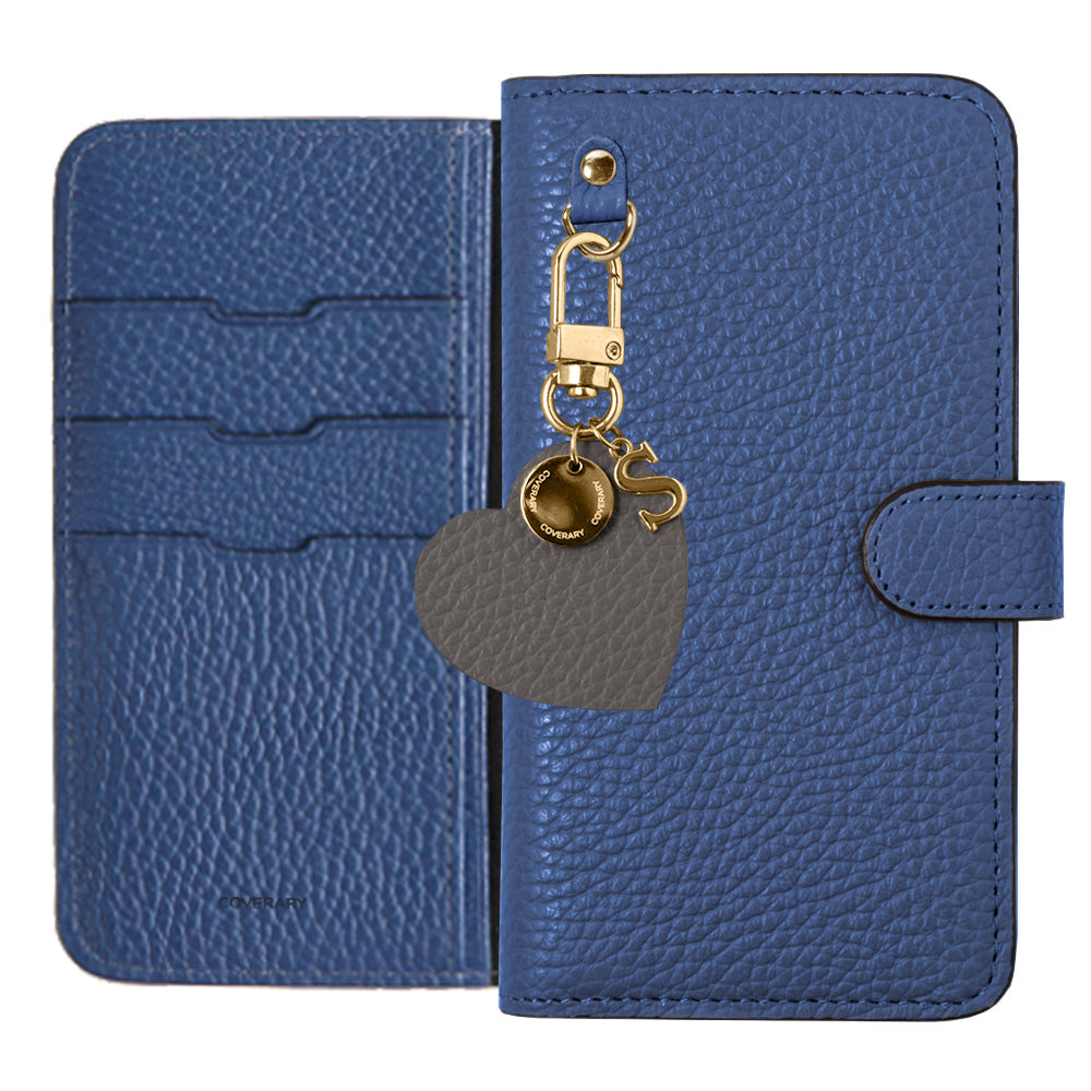 Cuir véritable 32 couleurs cuir italien grainé motif initial charme étui portefeuille (avec ceinture)