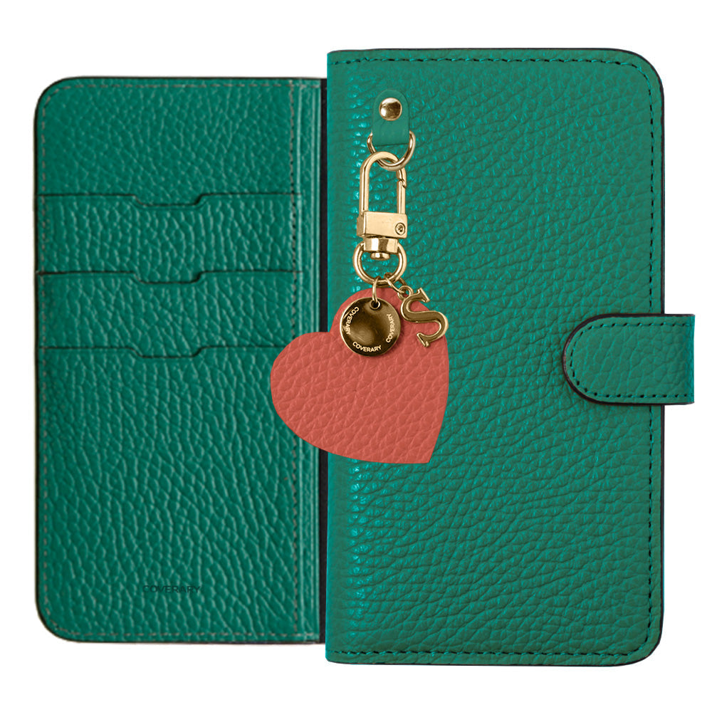 Genuine leather 32 colors Italian shrink leather motif initial charm notebook-style case (with belt) AQUOS series