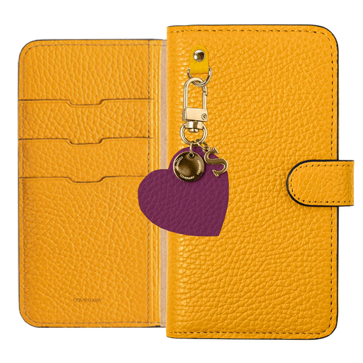 Genuine leather 32 colors Italian shrink leather motif initial charm notebook-style case (with belt) AQUOS series