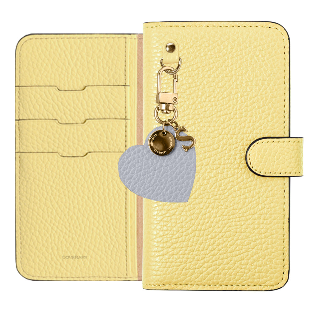 Genuine leather 32 colors Italian shrink leather motif initial charm notebook-style case (with belt) AQUOS series