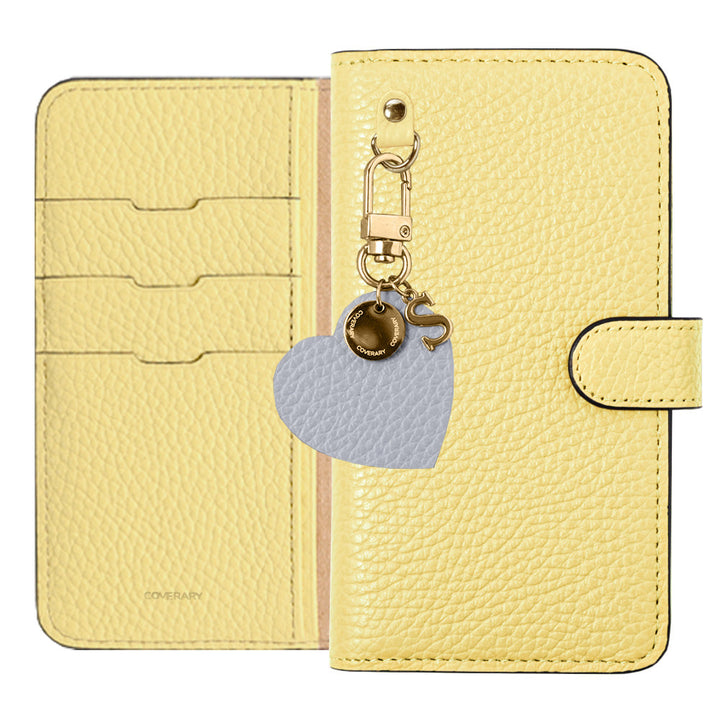 Genuine leather 32 colors Italian shrink leather motif initial charm notebook-style case (with belt) AQUOS series