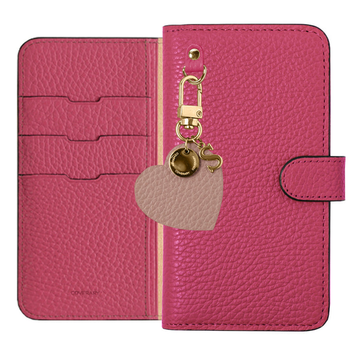 Genuine leather 32 colors Italian shrink leather motif initial charm notebook-type case (with belt) Google Pixel series