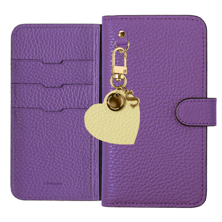 Genuine leather 32 colors Italian shrink leather motif initial charm notebook-style case (with belt) AQUOS series