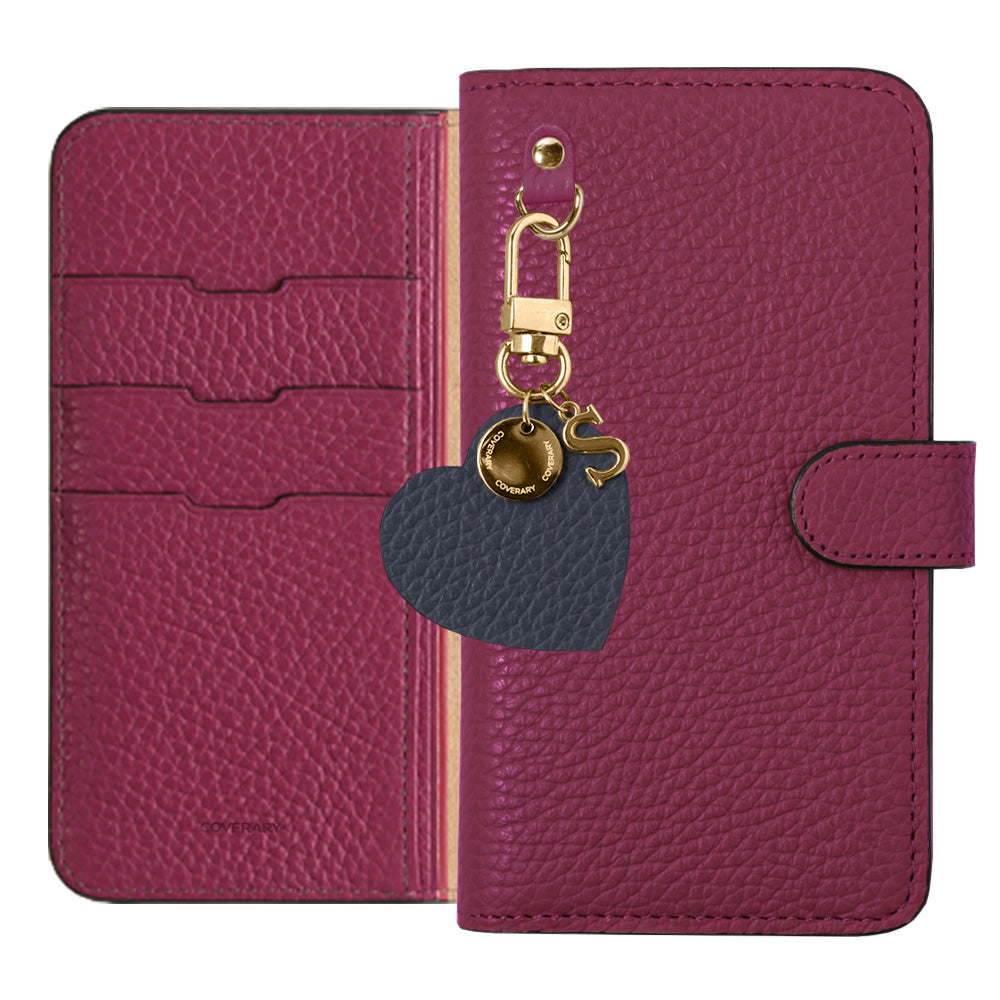 Cuir véritable 32 couleurs cuir italien grainé motif initial charme étui portefeuille (avec ceinture)