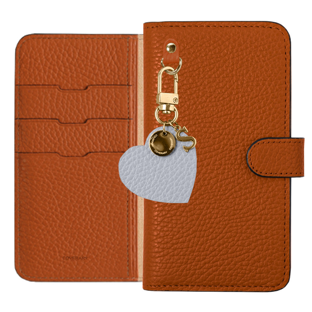 Genuine leather 32 colors Italian shrink leather motif initial charm notebook-style case (with belt) AQUOS series