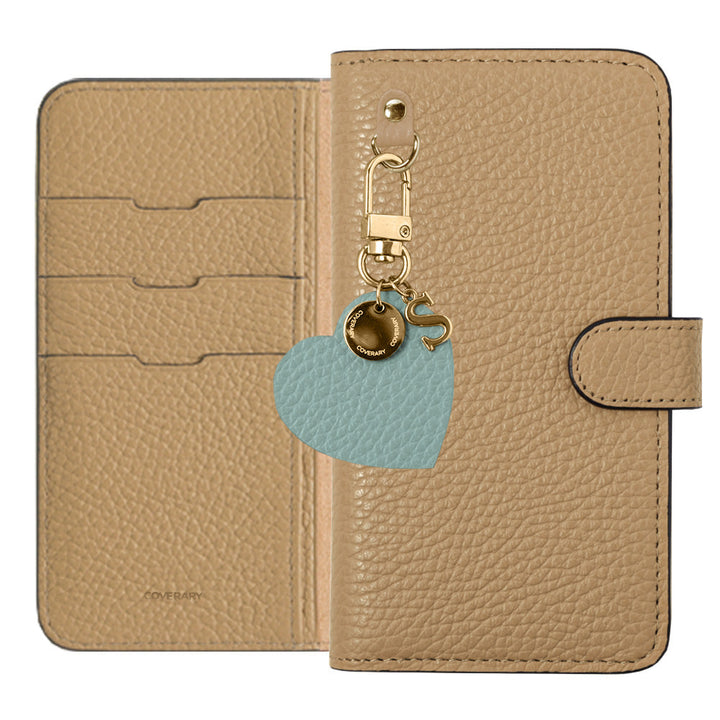 Genuine leather 32 colors Italian shrink leather motif initial charm notebook-type case (with belt) Google Pixel series
