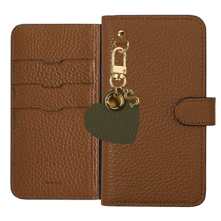 Cuir véritable 32 couleurs cuir italien grainé motif initial charme étui portefeuille (avec ceinture)