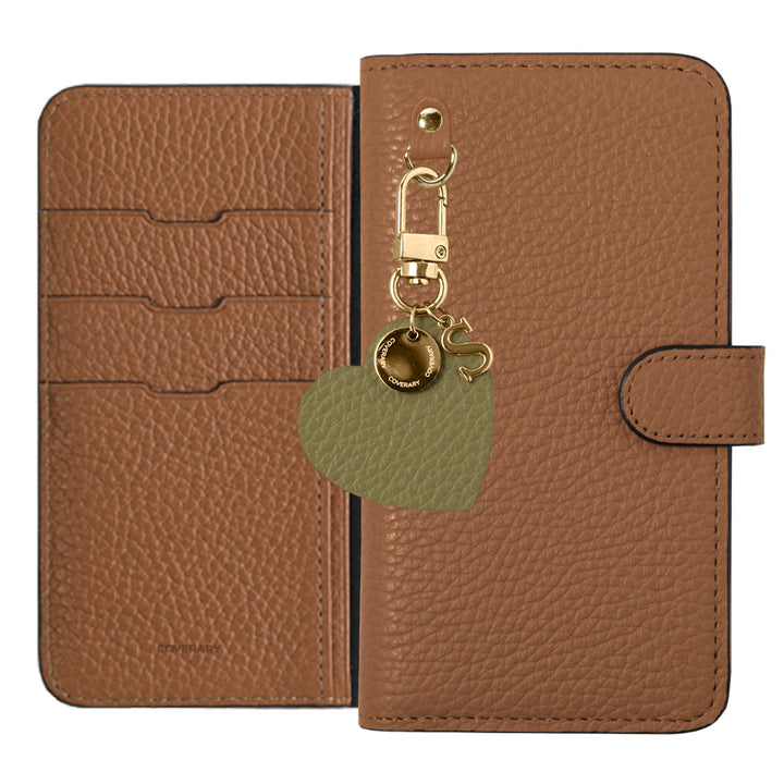 Cuir véritable 32 couleurs cuir italien grainé motif initial charme étui portefeuille (avec ceinture)