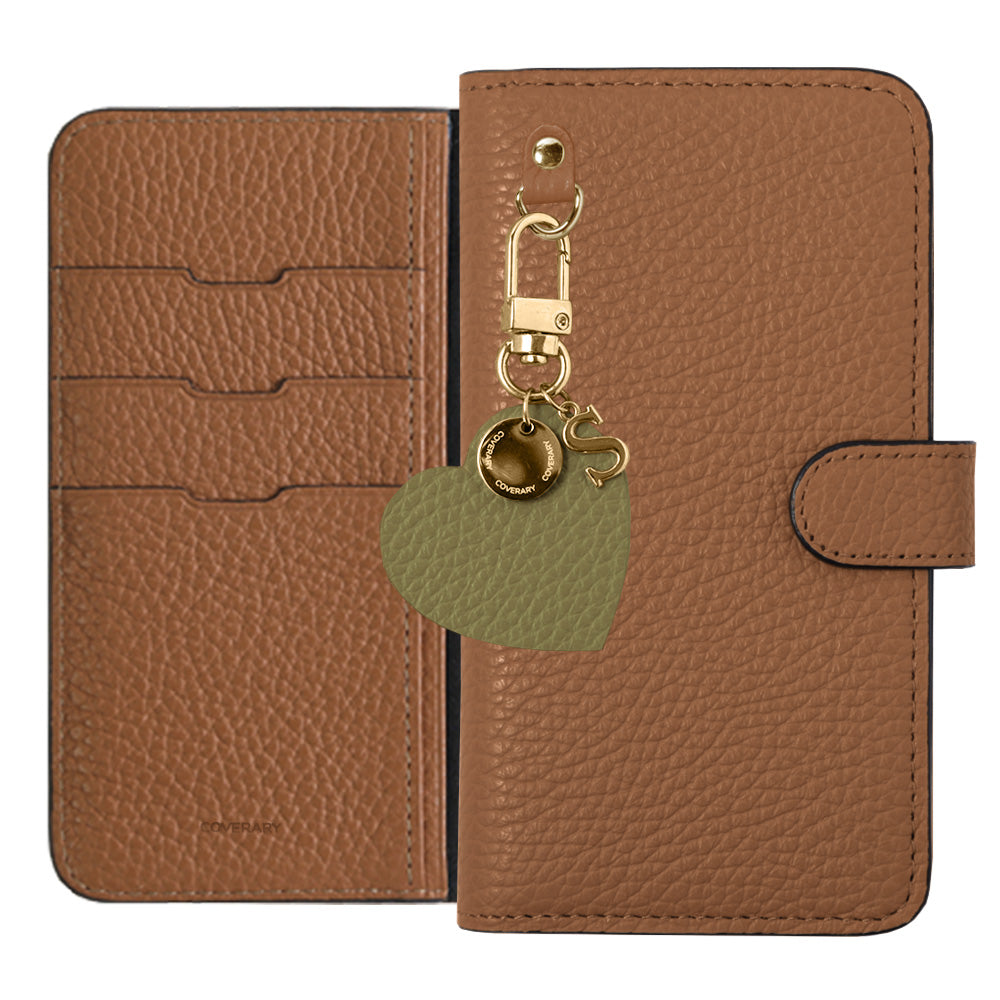 Genuine leather 32 colors Italian shrink leather motif initial charm notebook-type case (with belt) Google Pixel series