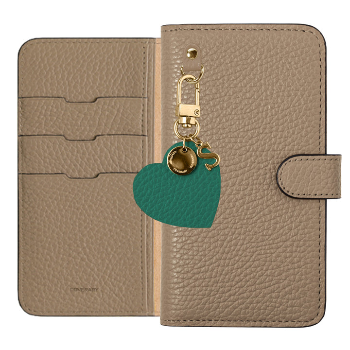 Cuir véritable 32 couleurs cuir italien grainé motif initial charme étui portefeuille (avec ceinture)