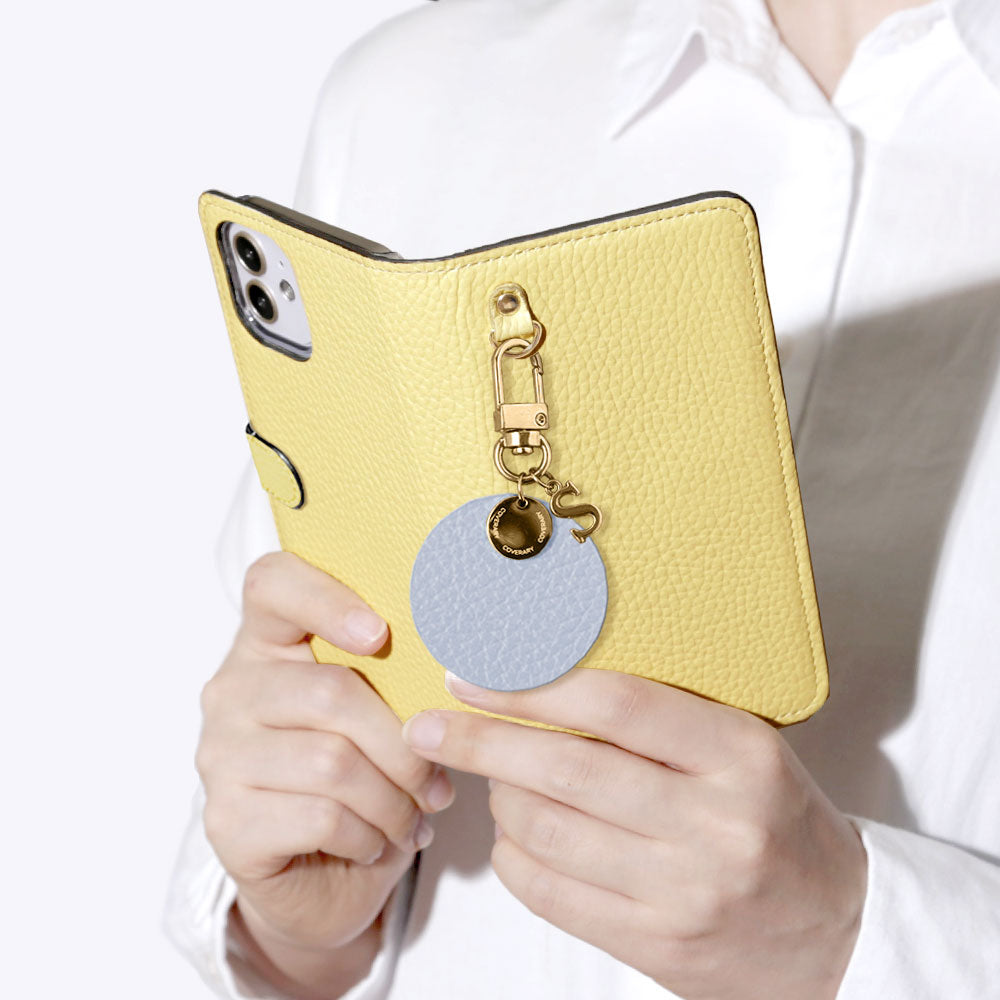 本革 32色 イタリアンシュリンクレザー モチーフイニシャルチャーム 手帳型ケース（ベルトあり）Xperiaシリーズ