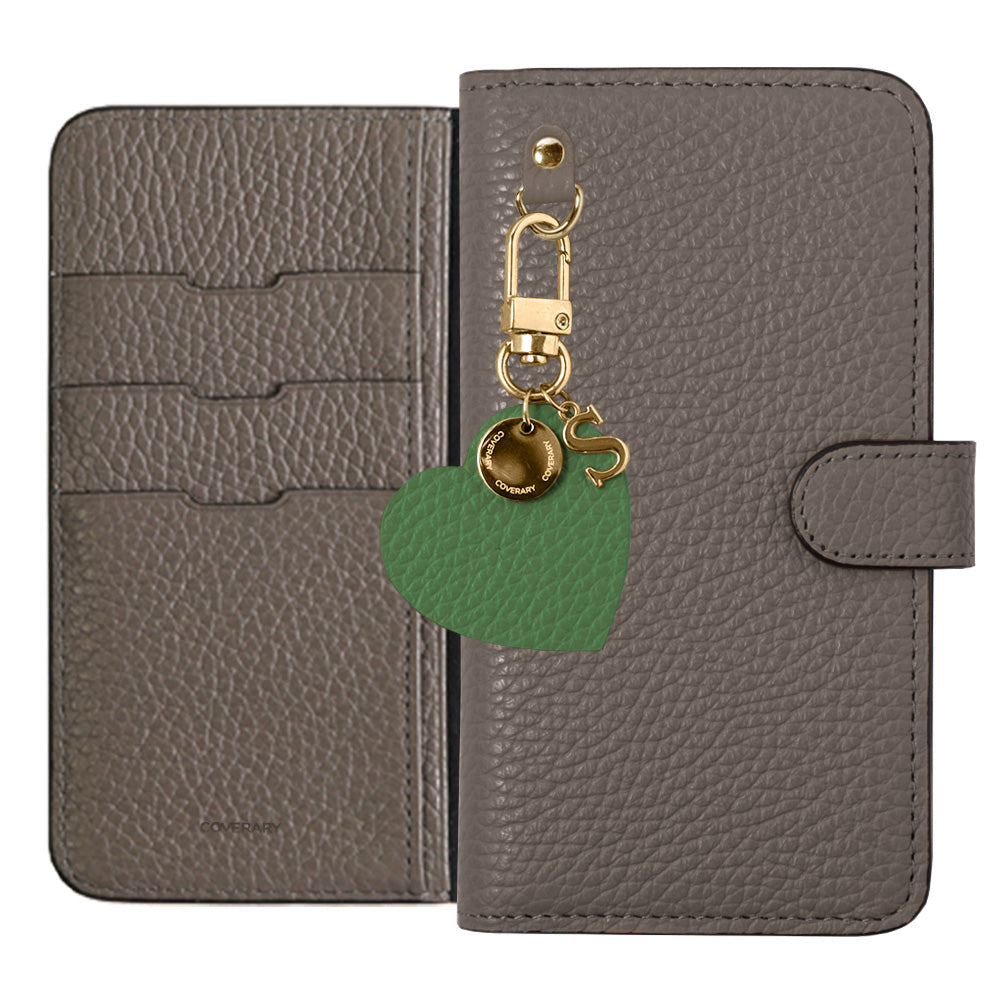 Genuine leather 32 colors Italian shrink leather motif initial charm notebook-style case (with belt) AQUOS series