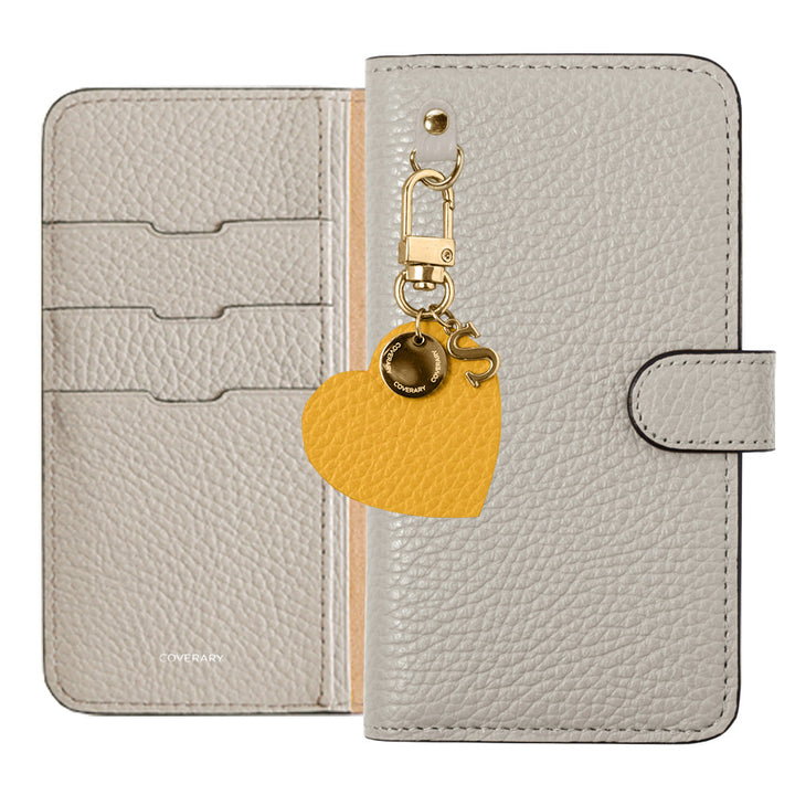 Genuine leather 32 colors Italian shrink leather motif initial charm notebook-style case (with belt) AQUOS series