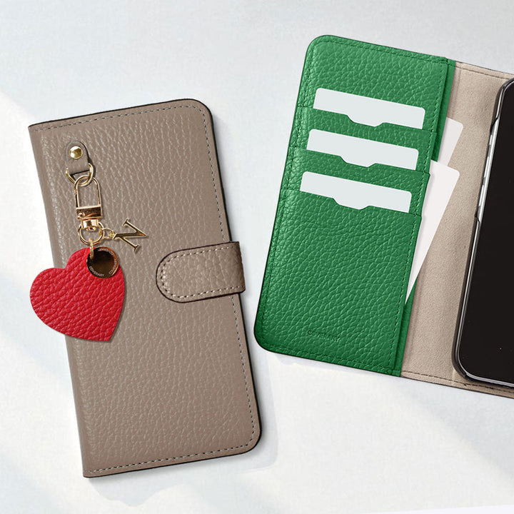 Genuine leather 32 colors Italian shrink leather motif initial charm notebook-type case (with belt) Google Pixel series