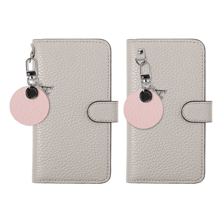 Cuir véritable 32 couleurs cuir italien grainé motif initial charme étui portefeuille (avec ceinture)