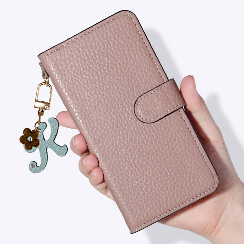 Genuine leather 32 colors Italian shrink leather mini initial charm notebook-style case (with belt) Xperia series