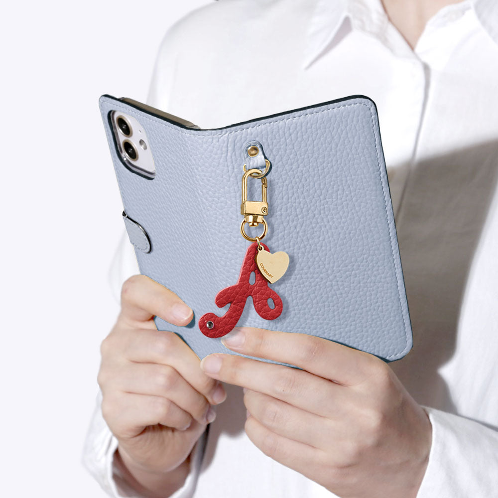 Genuine leather 32 colors Italian shrink leather mini initial charm notebook-style case (with belt) Google Pixel series