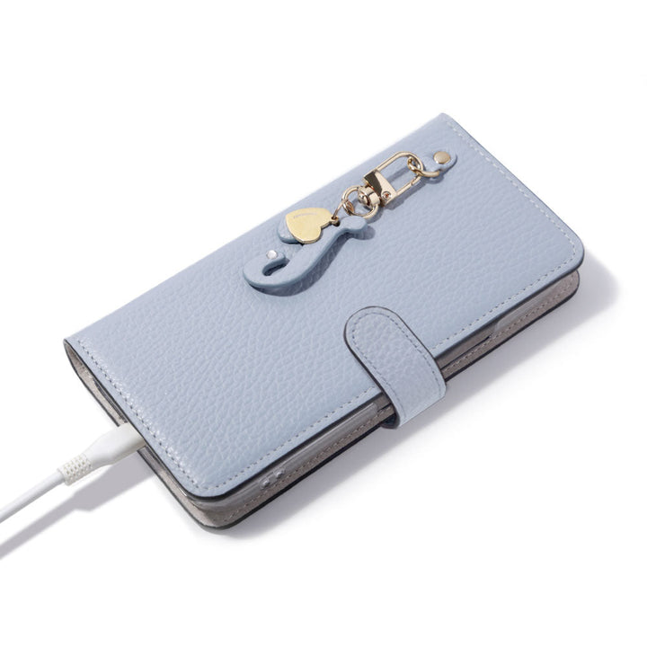 Genuine leather 32 colors Italian shrink leather mini initial charm notebook-style case (with belt) Xperia series