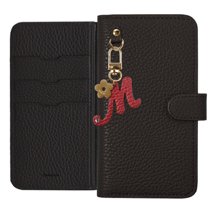 Genuine leather 32 colors Italian shrink leather mini initial charm notebook-style case (with belt) Google Pixel series