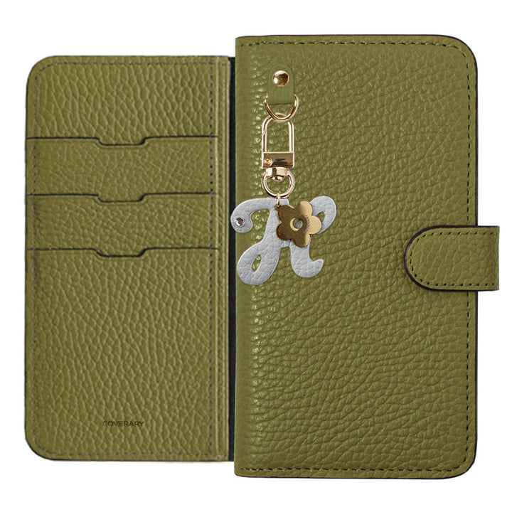 Genuine leather 32 colors Italian shrink leather mini initial charm notebook-style case (with belt) Xperia series