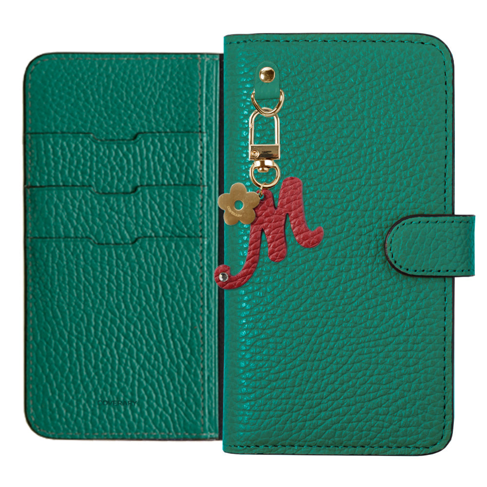 Genuine leather 32 colors Italian shrink leather mini initial charm notebook-style case (with belt) Google Pixel series