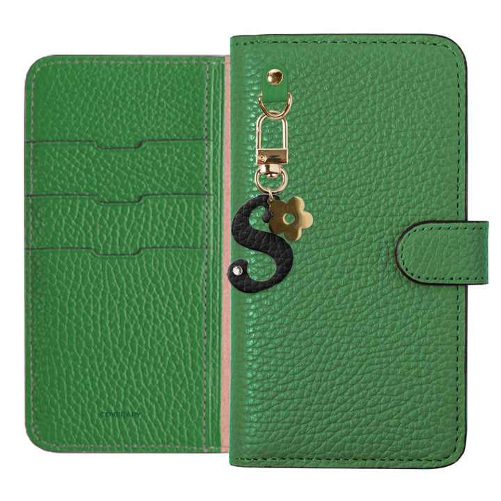 Genuine leather 32 colors Italian shrink leather mini initial charm notebook-style case (with belt) Google Pixel series