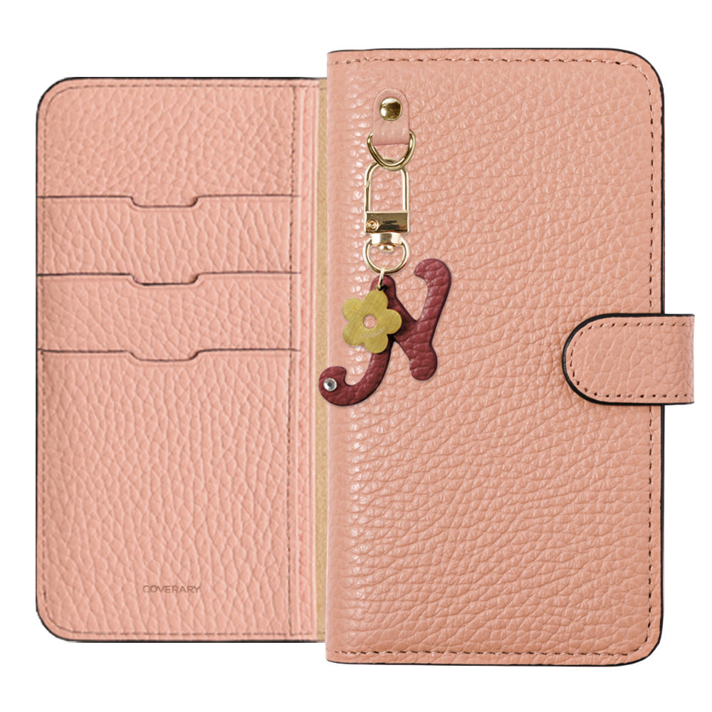 Genuine leather 32 colors Italian shrink leather mini initial charm notebook-style case (with belt) Google Pixel series