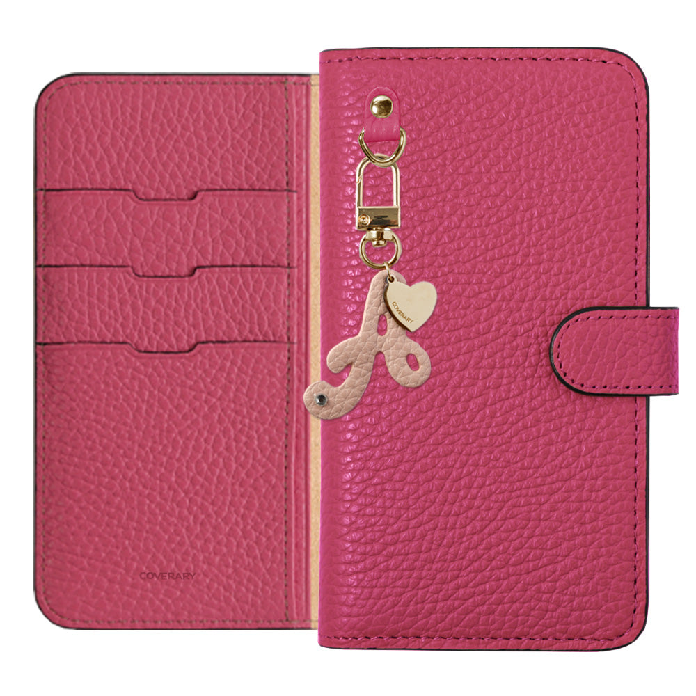 Genuine leather 32 colors Italian shrink leather mini initial charm notebook-style case (with belt) Google Pixel series